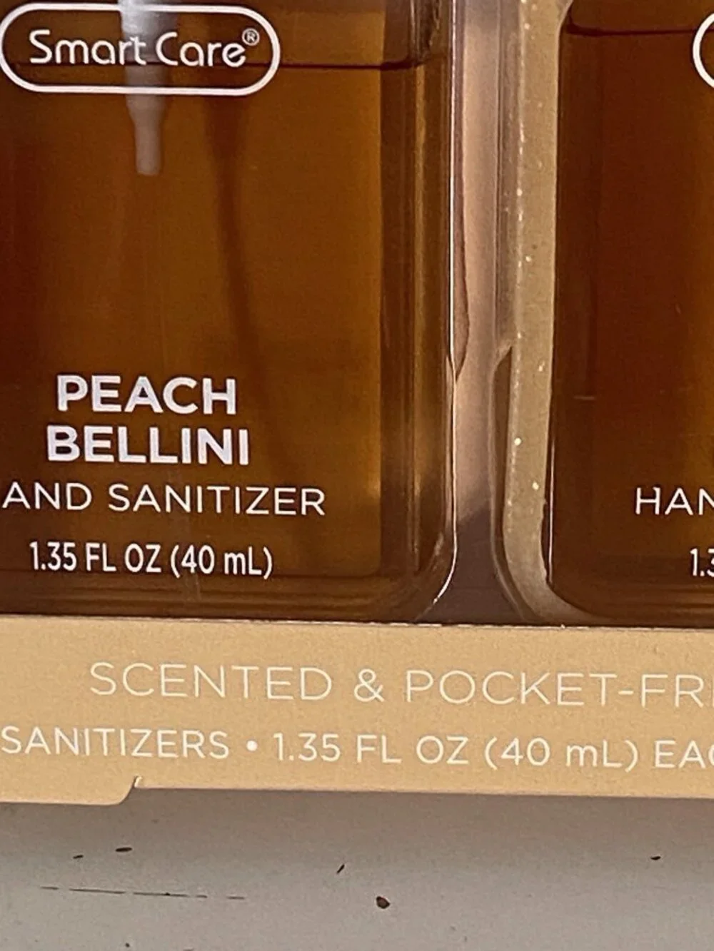 2 Pk 1.35 Fl Oz Smart Care Scented Hand Sanitizer Spray Peach Bellini Glitter
